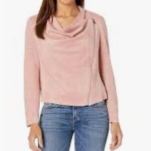 Mote Women’s Lightweight Faux Suede Drape Moto Jacket Size S Soft Zip Up